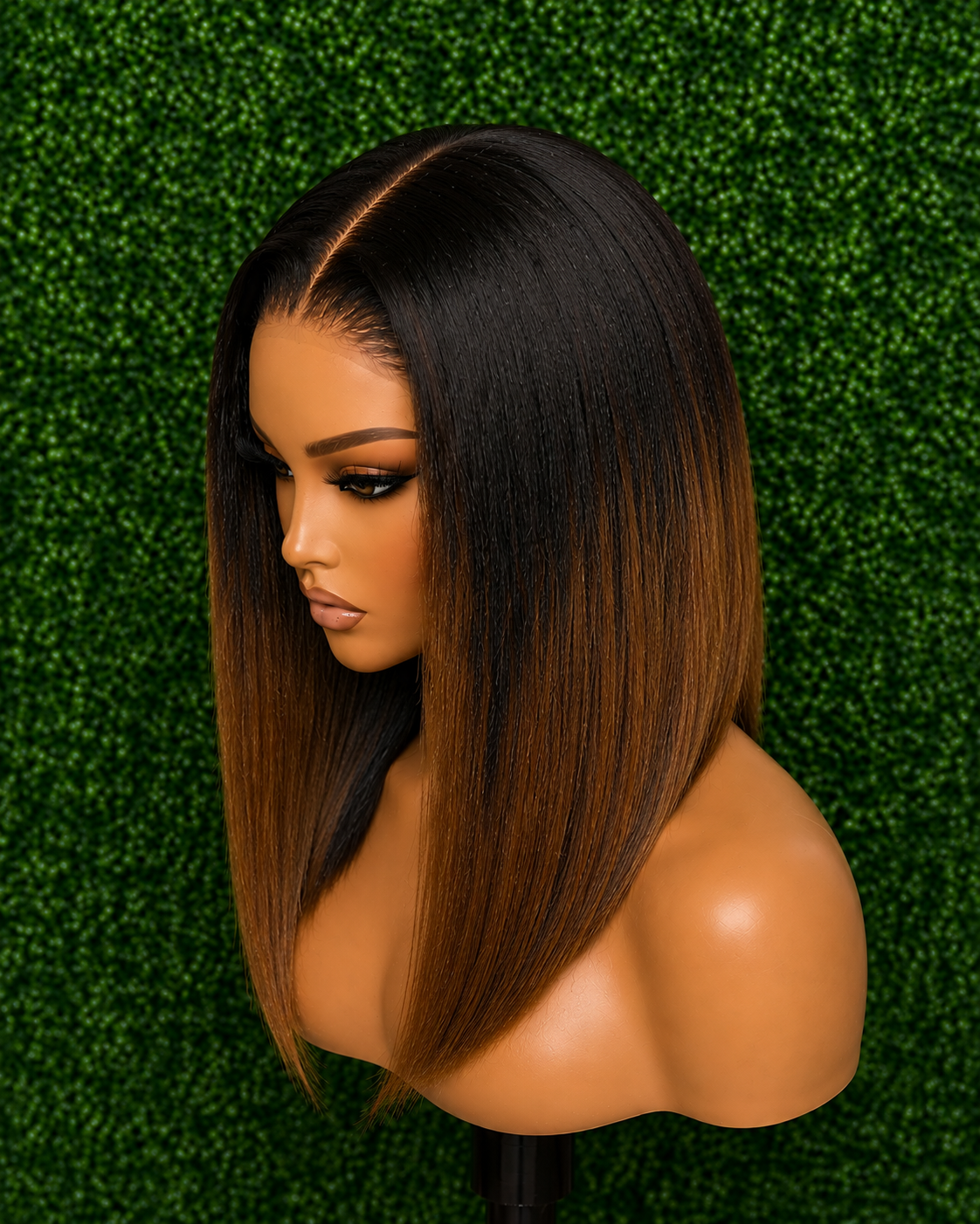Luxury Glueless Yaki Straight Bob - Chestnut Brown