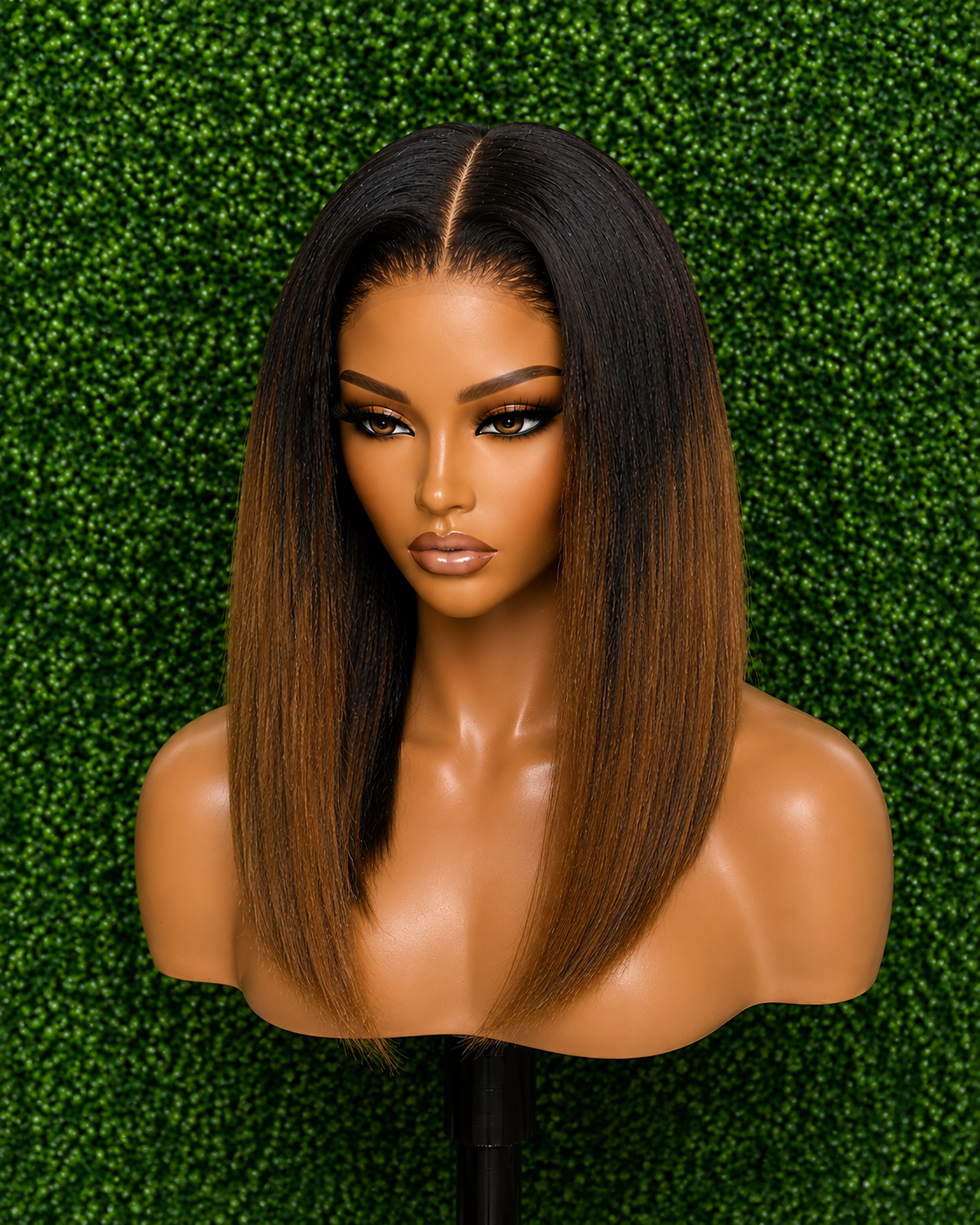 Luxury Glueless Yaki Straight Bob - Chestnut Brown