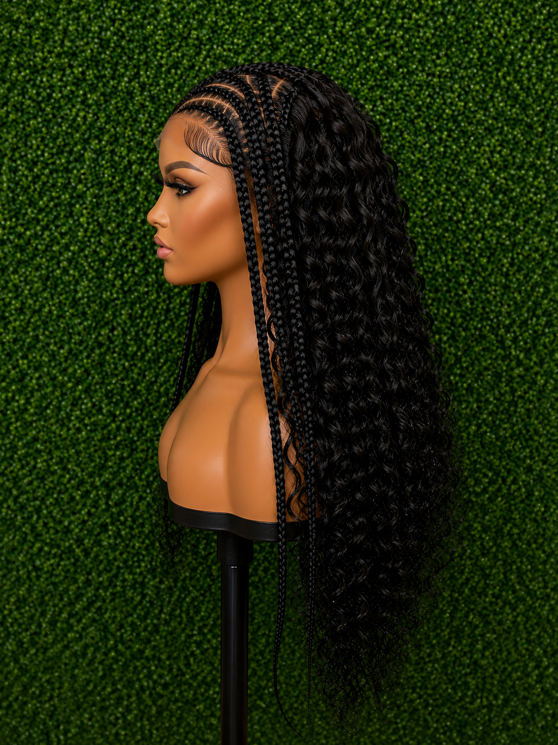 Premium Synthetic 13x6 Boho Braided Lace Wig – 26" Deep Wave