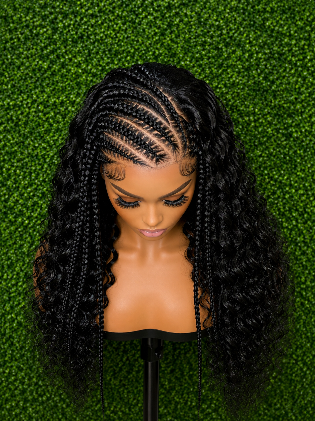 Premium Synthetic 13x6 Boho Braided Lace Wig – 26" Deep Wave