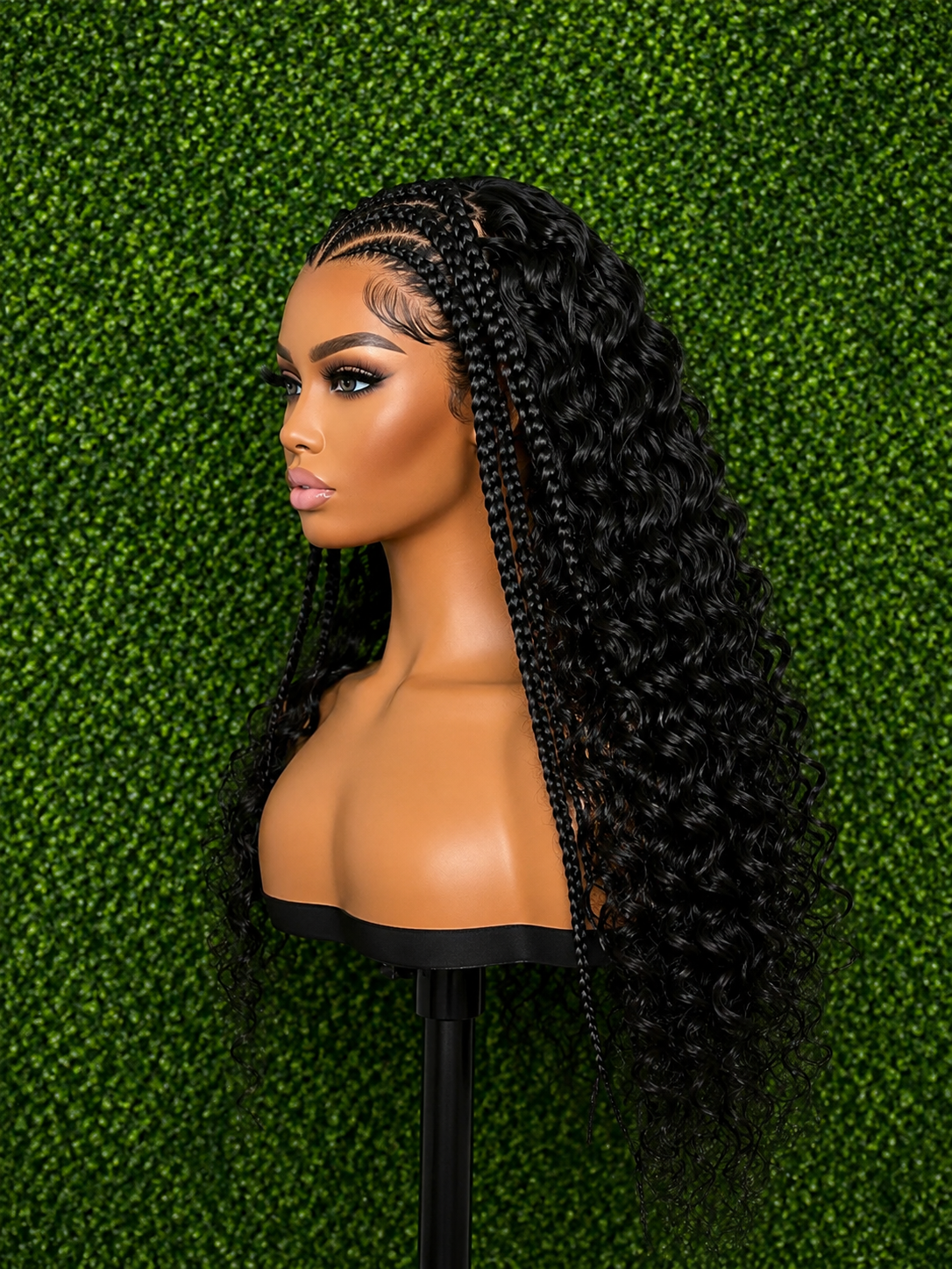 Premium Synthetic 13x6 Boho Braided Lace Wig – 26" Deep Wave